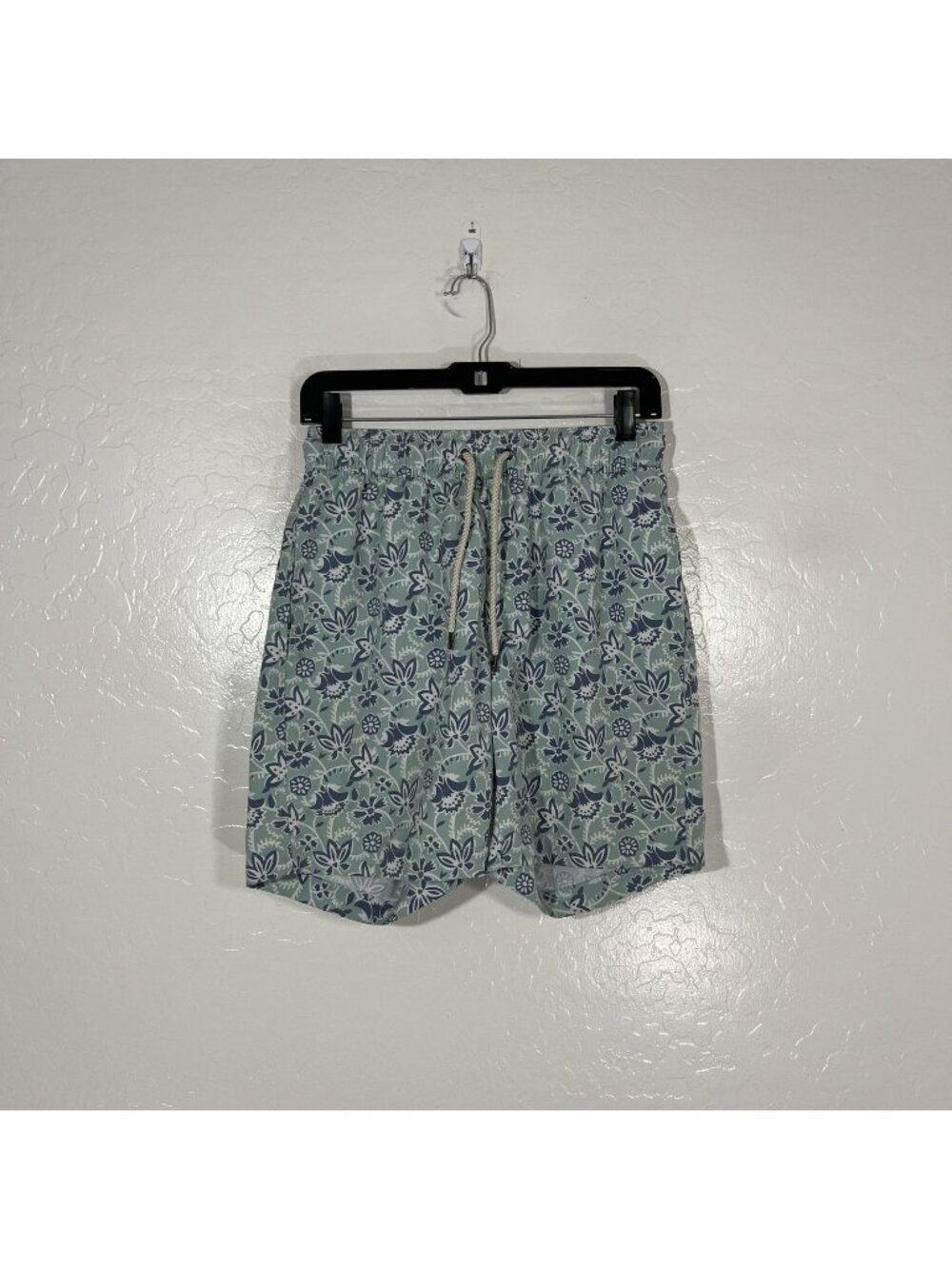 Faherty Swim Trunks Shorts Mens Small Green Tropical Floral Print Mesh Lined